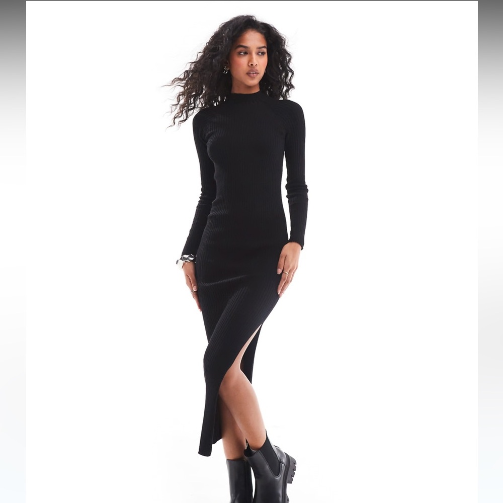 Black Maxi Sweater Dress - Stradivarius